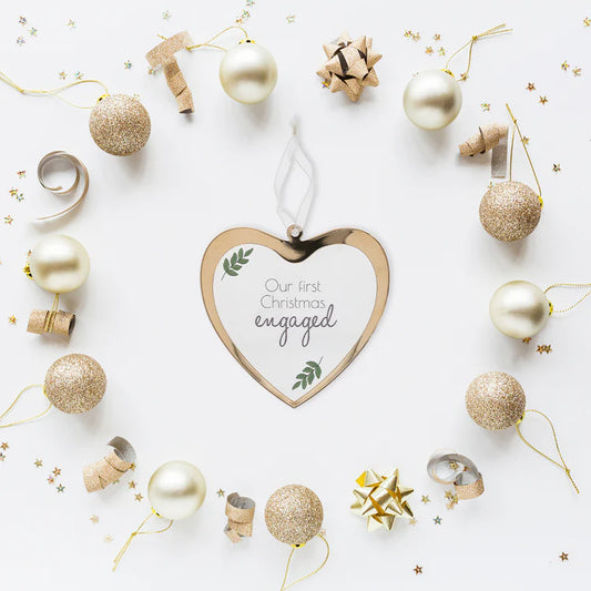 First Christmas Engaged Glass Ornament