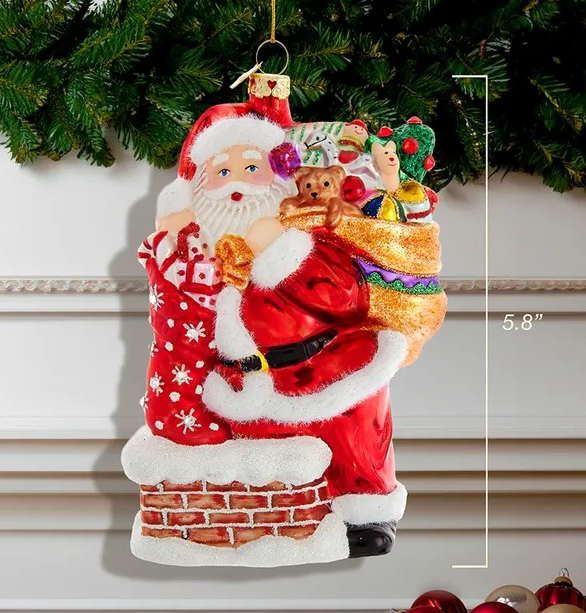 Santa Chimney NBG Swarovski Glass Ornament