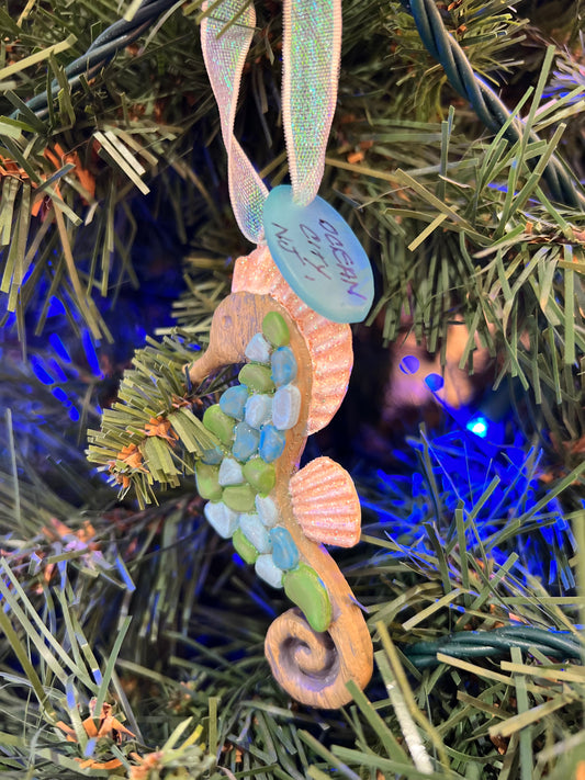 Sea Glass Seahorse Ornament