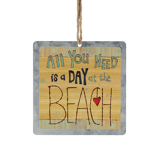 Day At The Beach Tin Ornament