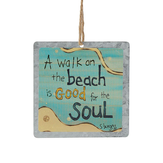 Walk On The Beach Tin Ornament