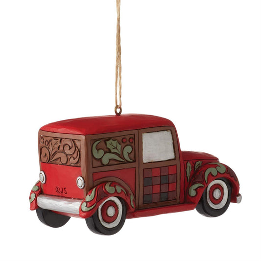Santa In Woodie Wagon Ornament