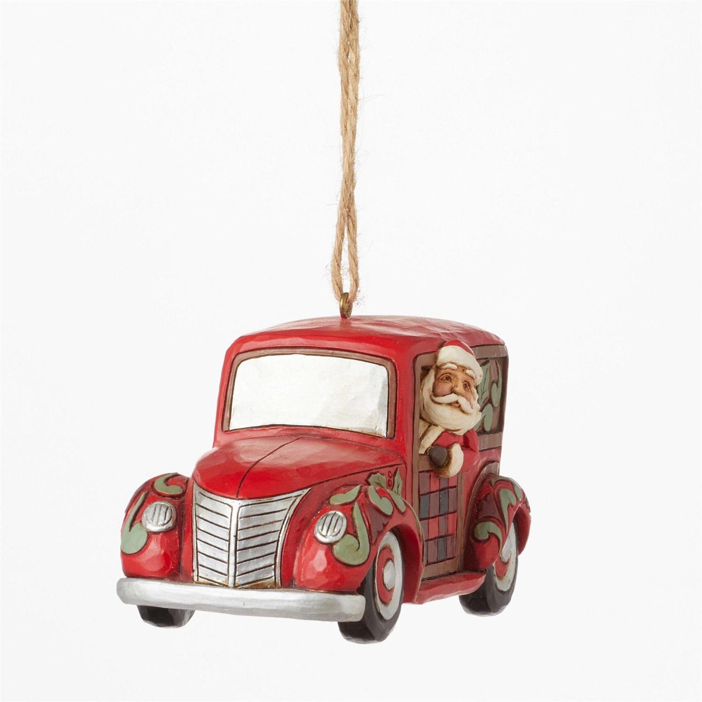 Santa In Woodie Wagon Ornament