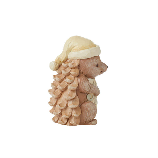 White Woodland Pinecone Hedgehog Figurine