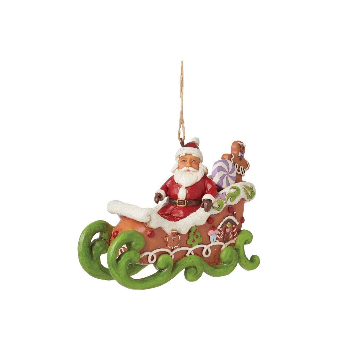Gingerbread Santa Sleigh Ornament