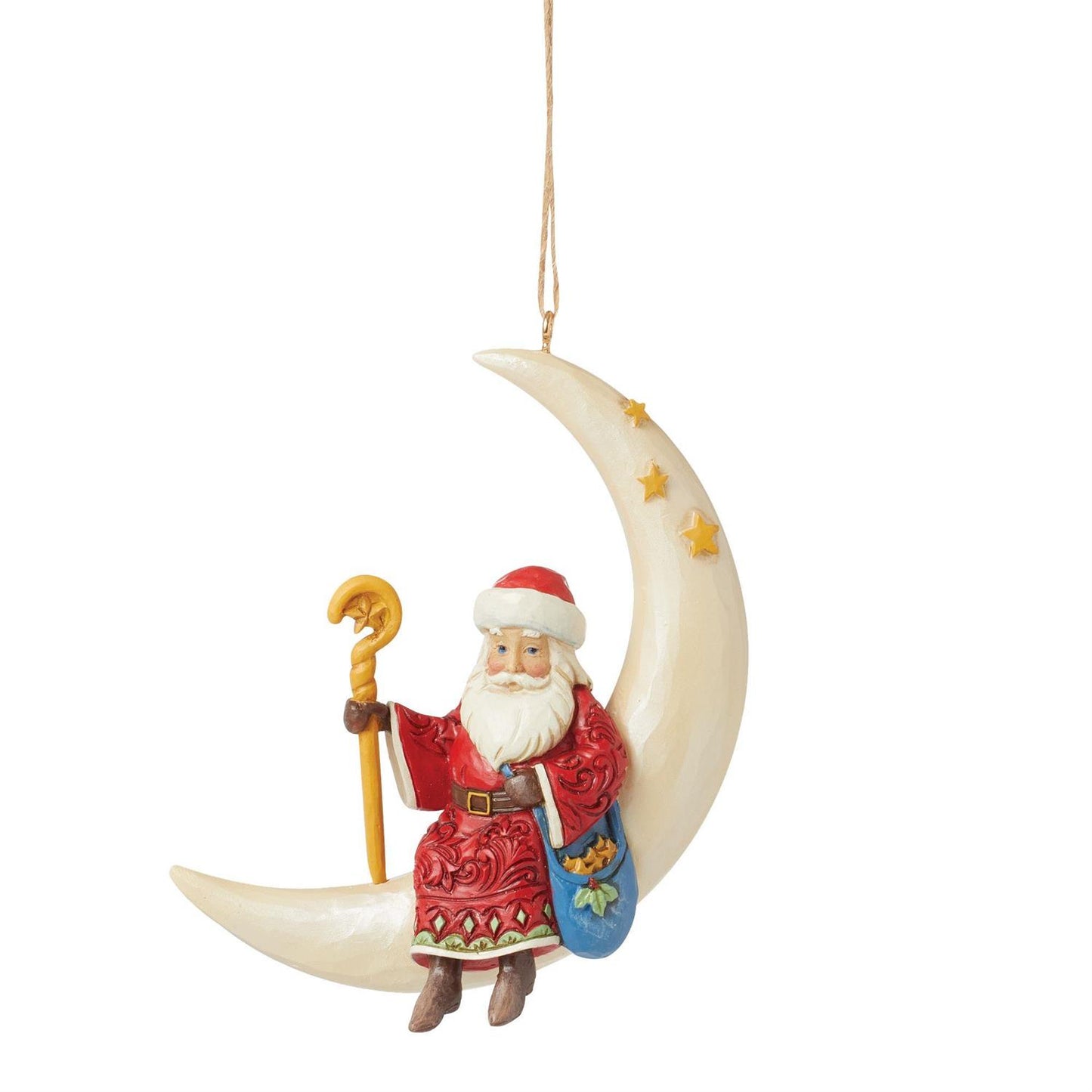 Santa On Crescent Moon Ornament