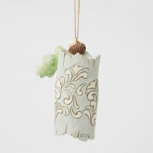 White Woodland Owl In Tree Ornament