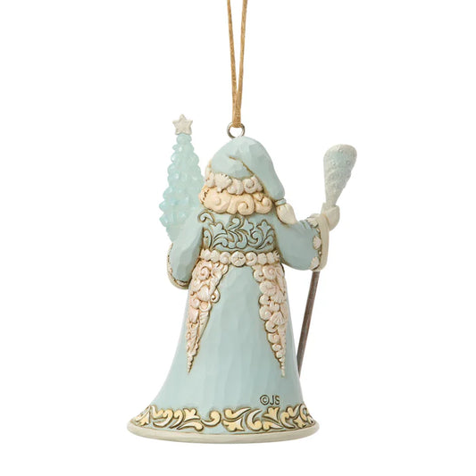 Coastal Santa with Sea Glass Tree Ornament