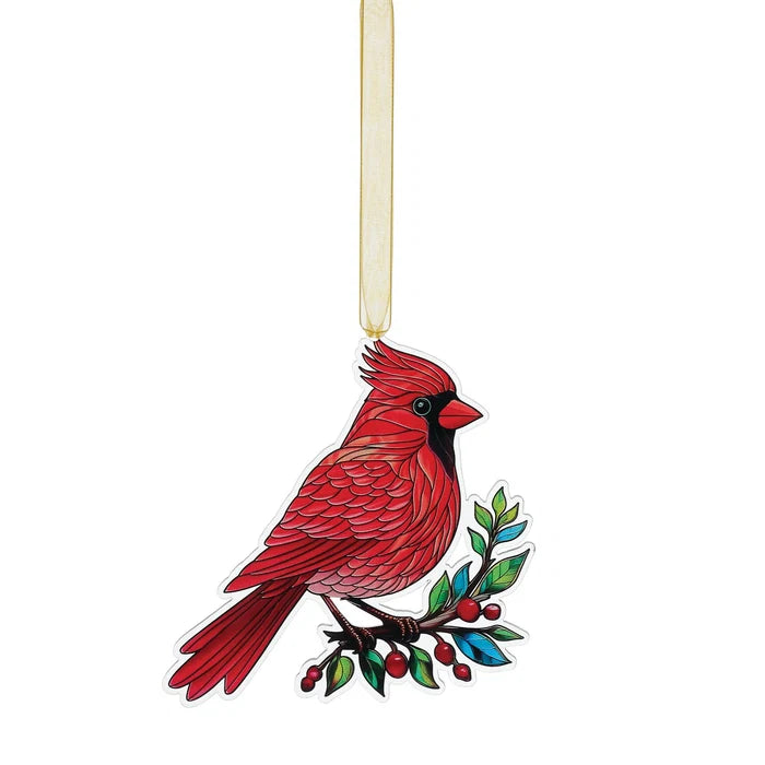 Cardinal Printed Flat Facets Ornament