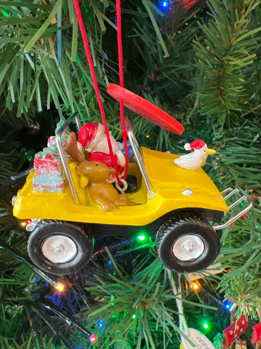 Santa In Dune Buggy Ornament