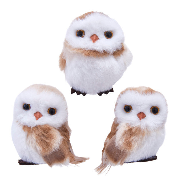 Brown and White Owl Ornament