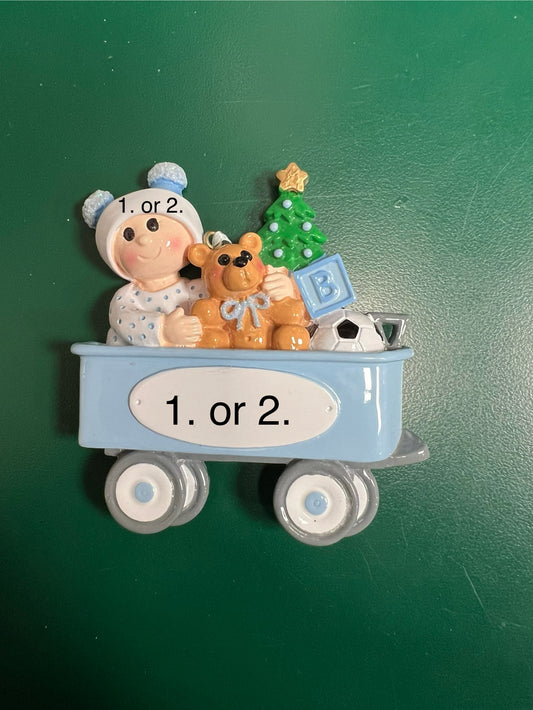 Christmas Baby Wagon Blue