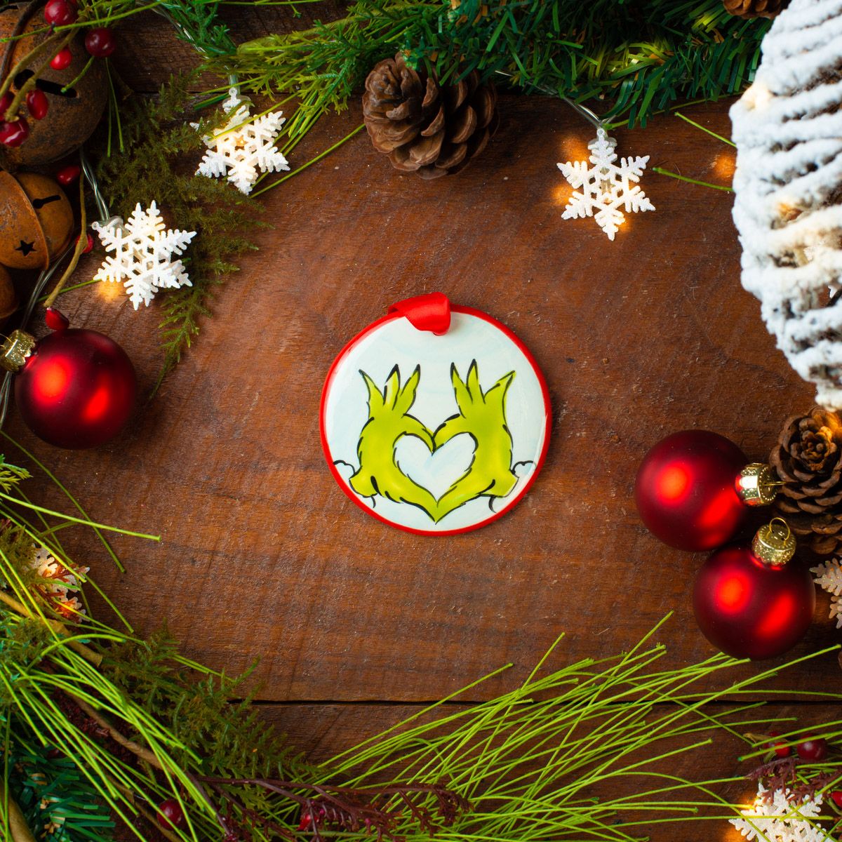 Grinch Heart Hands Ornament