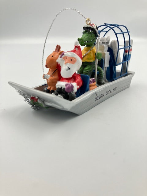 Gator Driving Airboat Ornament