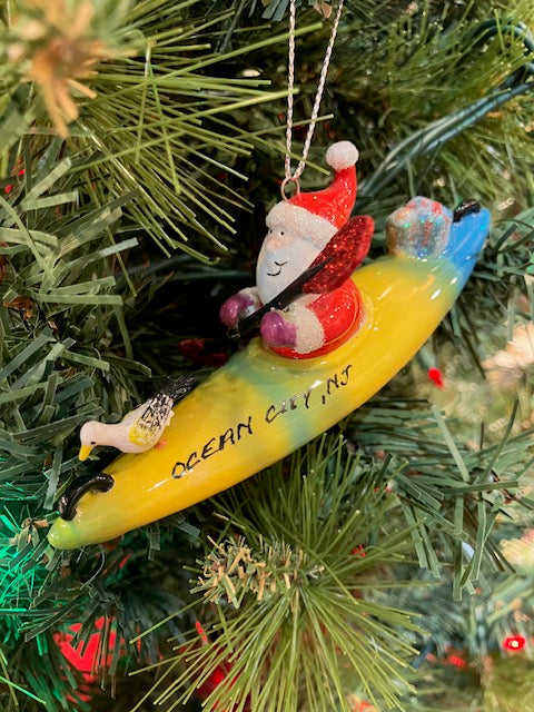 Santa Kayaking Ornament
