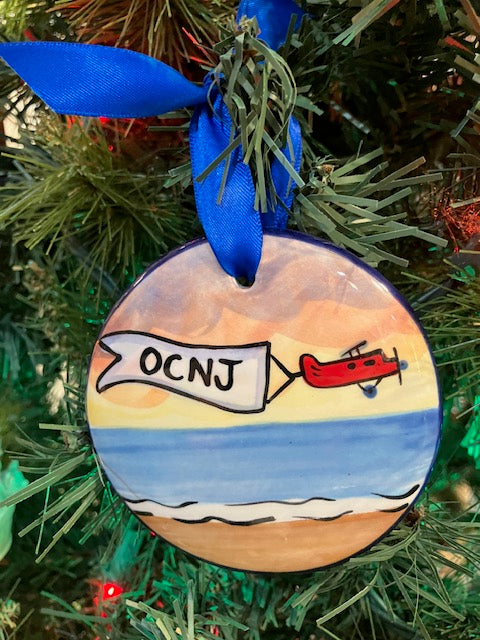 OCNJ Beach Plane Banner Ornament