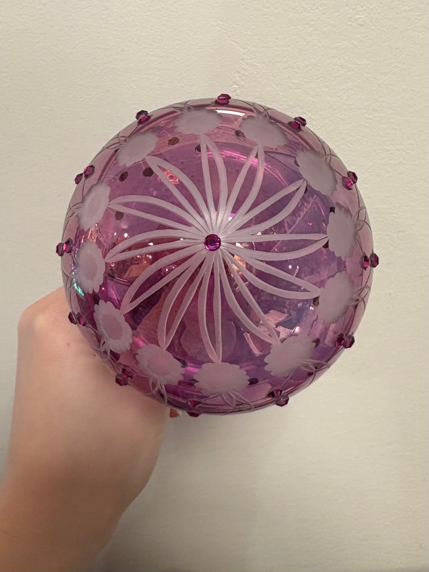 Crystal Chaton Floral Ball Egyptian Glass Ornament