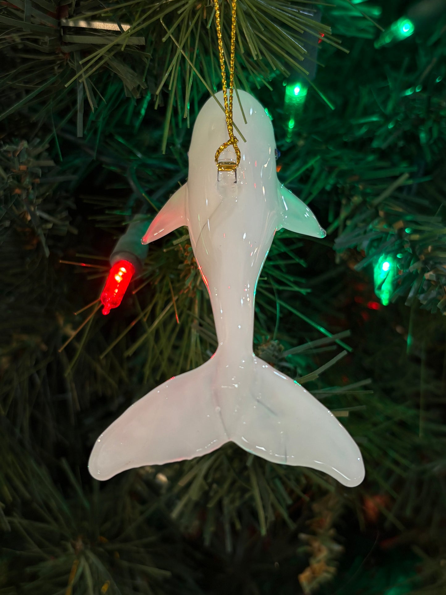 Beluga Whale Egyptian Glass Ornament