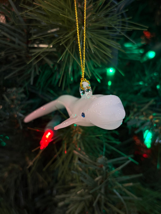 Beluga Whale Egyptian Glass Ornament