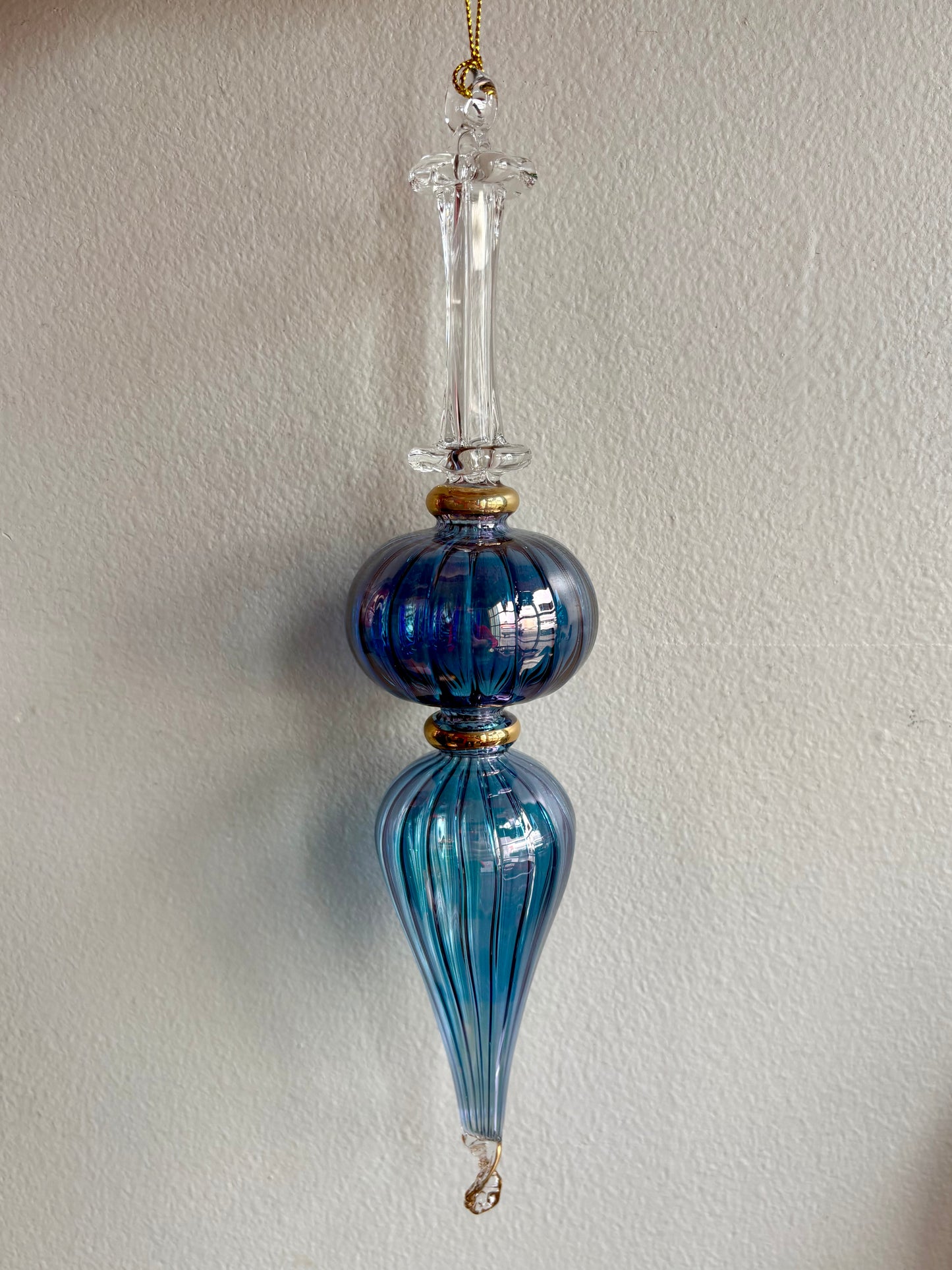 Extra Long Swirl Three Part Egyptian Glass Ornament