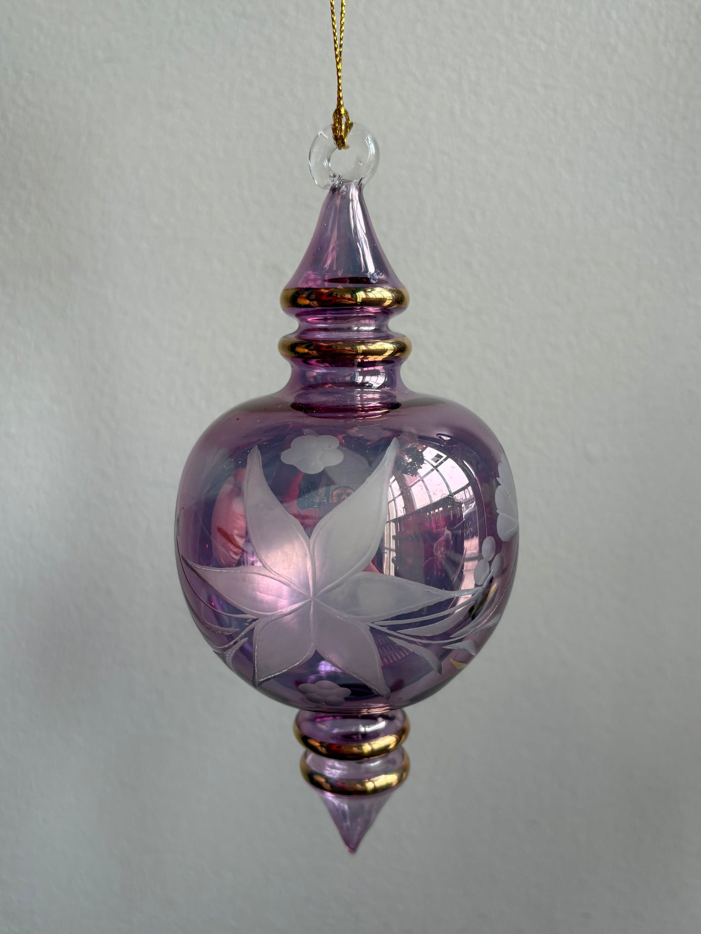 Mid-Size Clear Etched Egyptian Glass Ornament