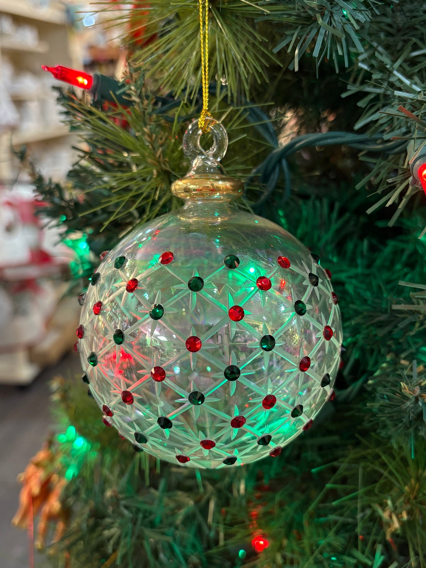 Crystal Chaton Iris Ball Egyptian Glass Ornament