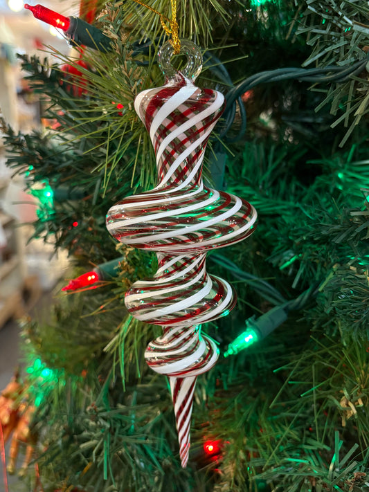 Full Red & White Egyptian Glass Ornament