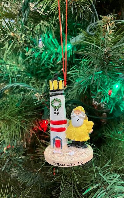 Salty Santa & Lighthouse Ornament