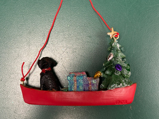Dog in Canoe w/ Lights ornament