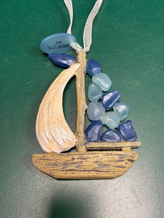 Sea Glass Sailboat Ornament