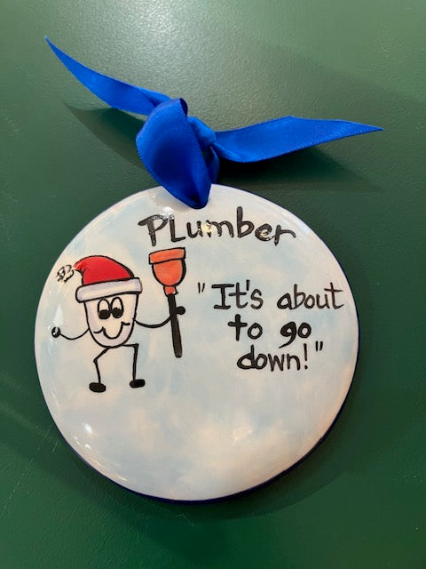 Plumber About To Go Down Ornament
