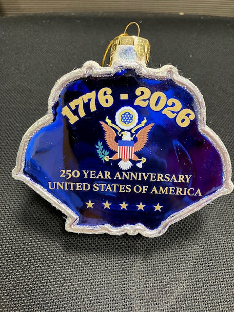 250th USA Flag Glass Ornament