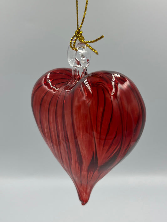 Small Swirl Clear Iris Heart Egyptian Glass Ornament