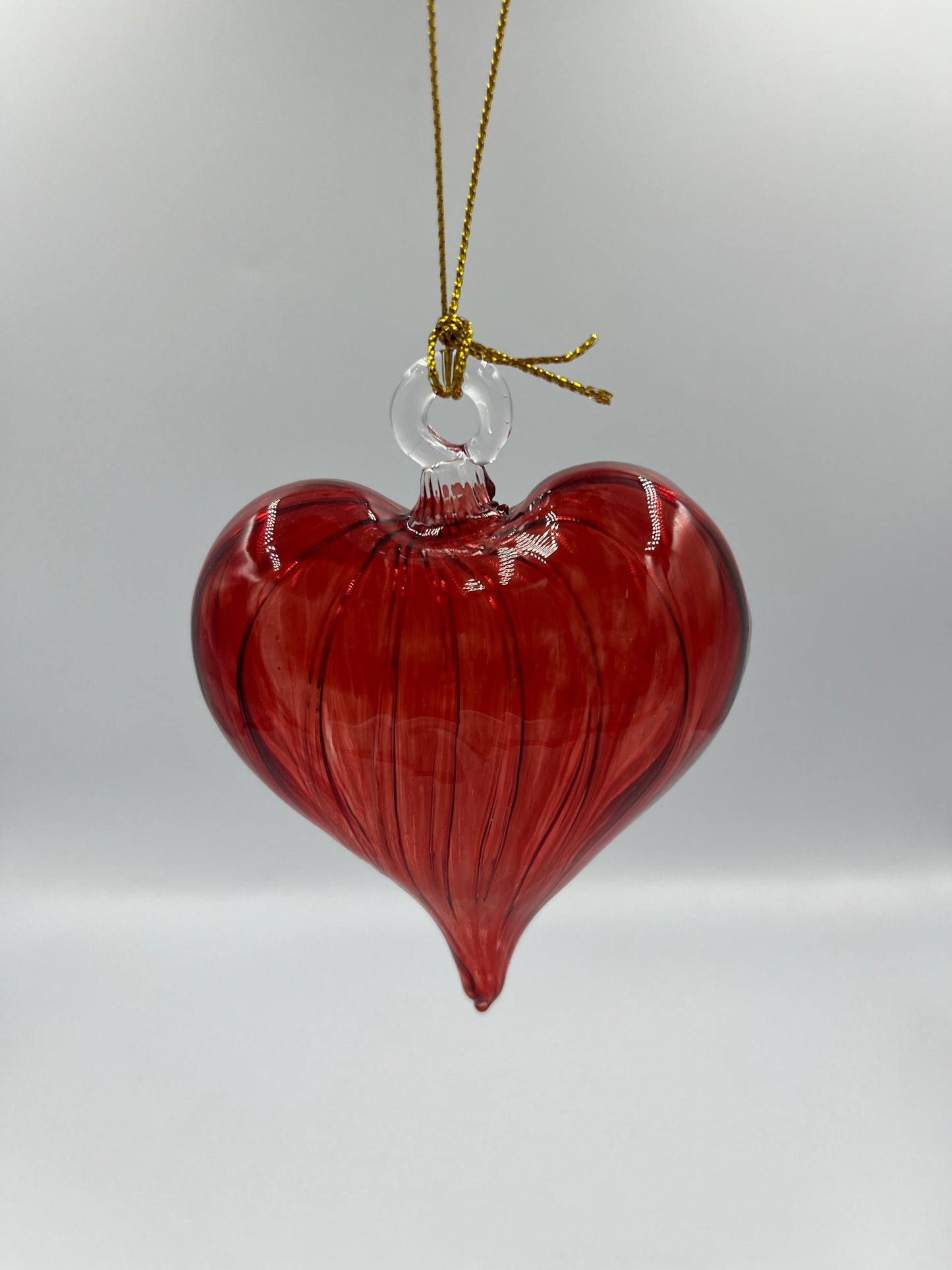 Small Swirl Clear Iris Heart Egyptian Glass Ornament
