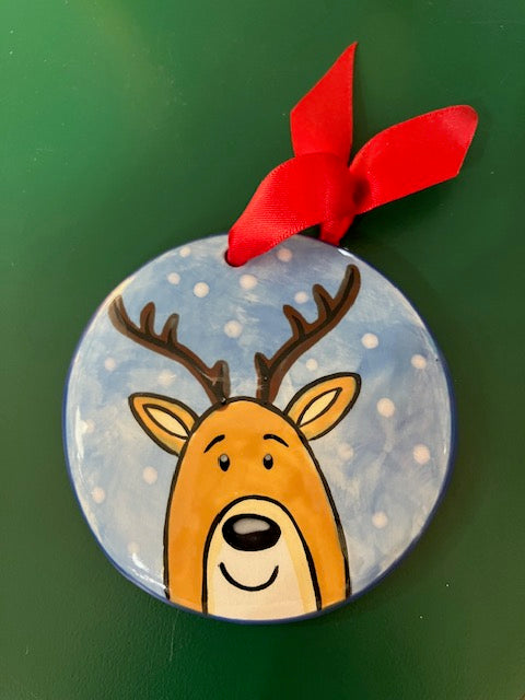 Reindeer Blue with Snow Ornament