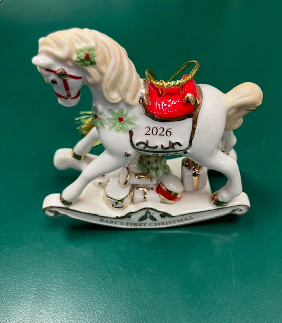 2026 Baby's 1st Christmas Vintage Rocking Horse Ornament