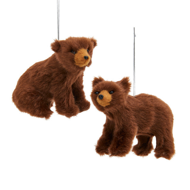 Furry Brown Bear Ornament