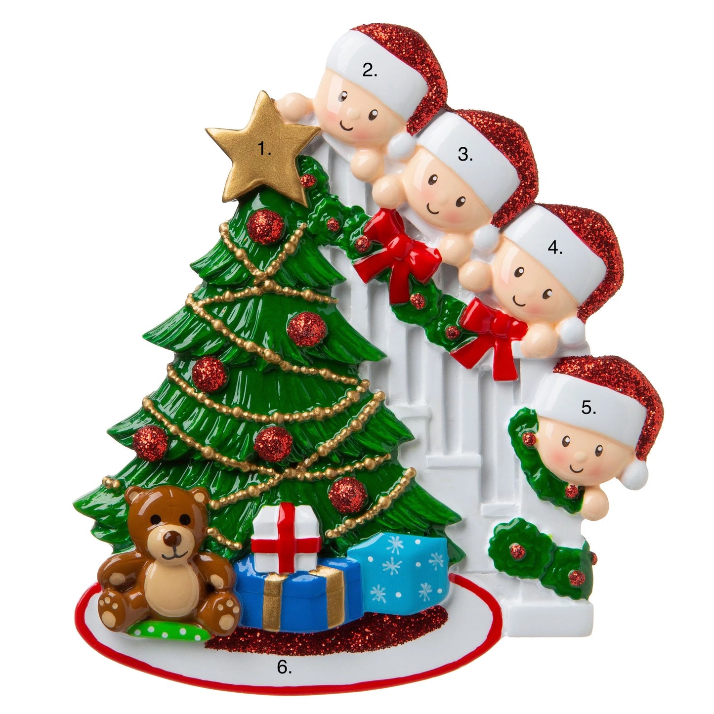 Peeking Family of 4 Ornament