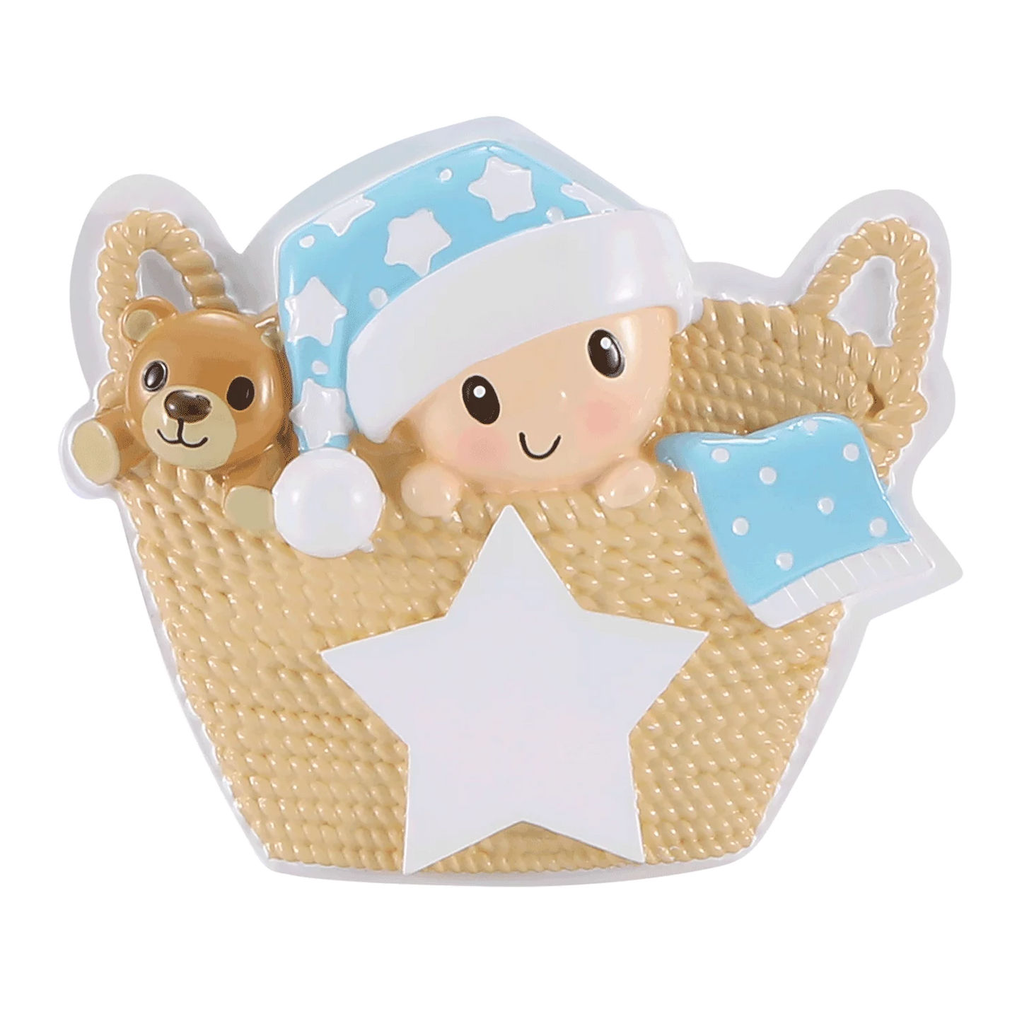 Baby in Basket - Blue Ornament