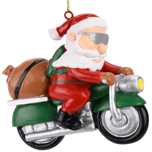Biker Santa Ornament