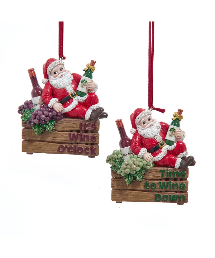 Santa Crate Wine Ornament