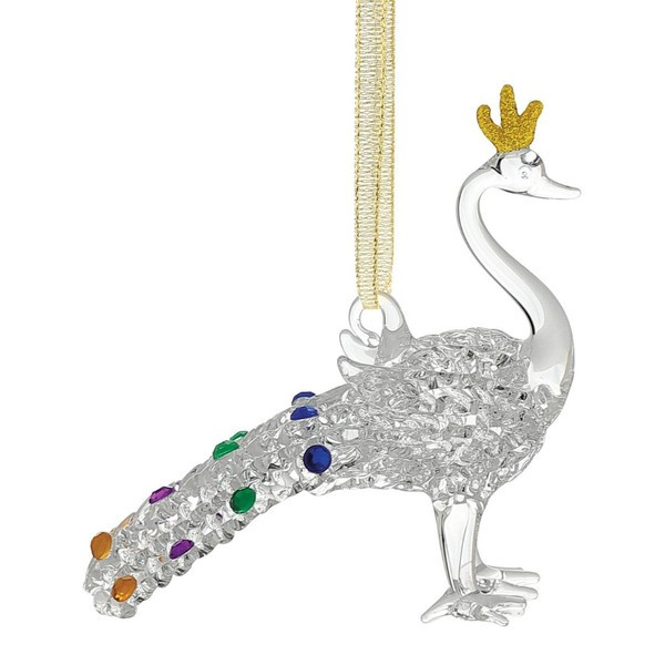Peacock Spun Glass Facets Ornament