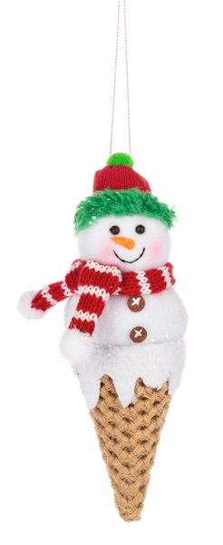 Ice Cream Snowman Green Trim Hat Ornament