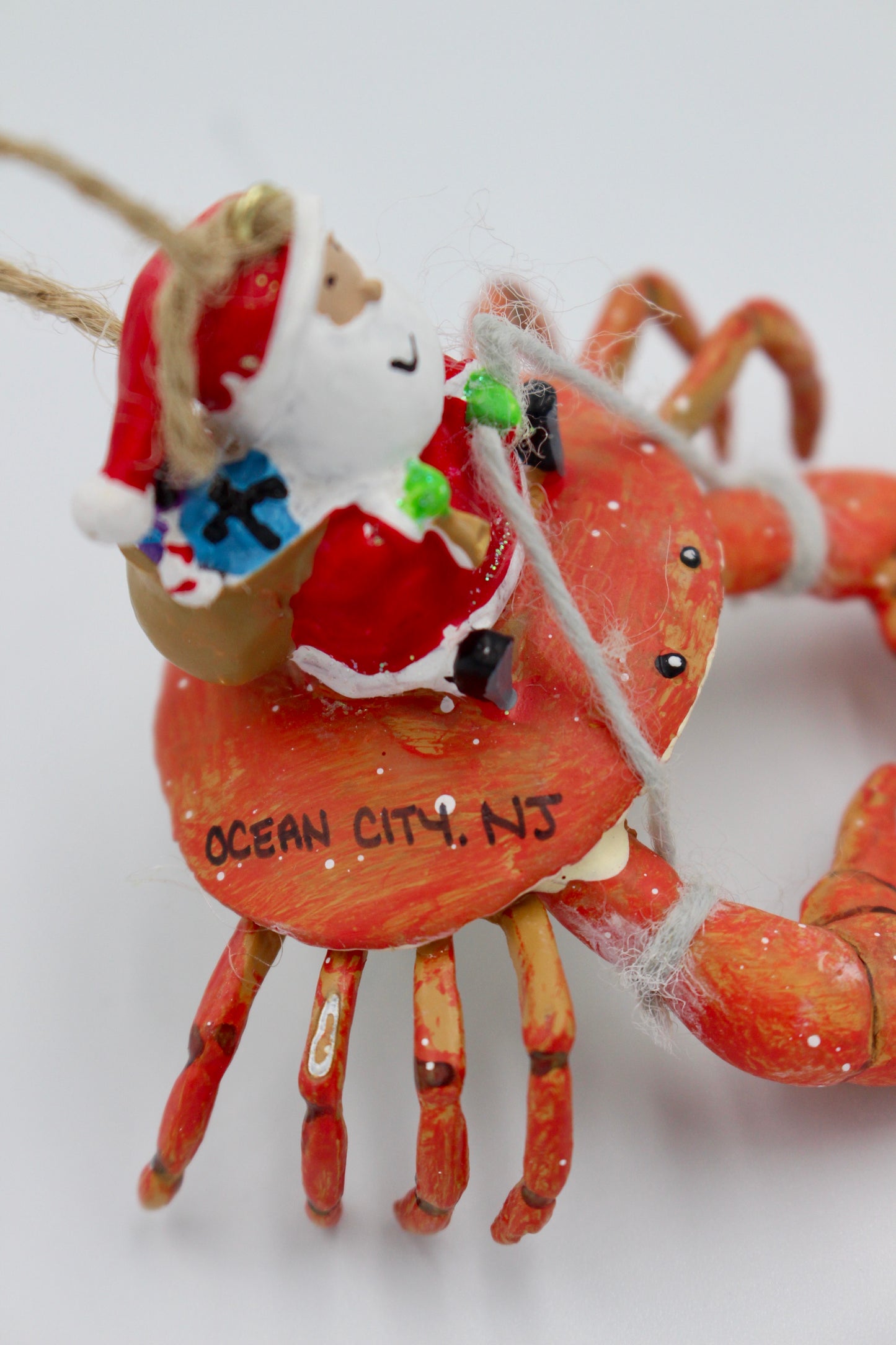 Santa On a Crab Ornament