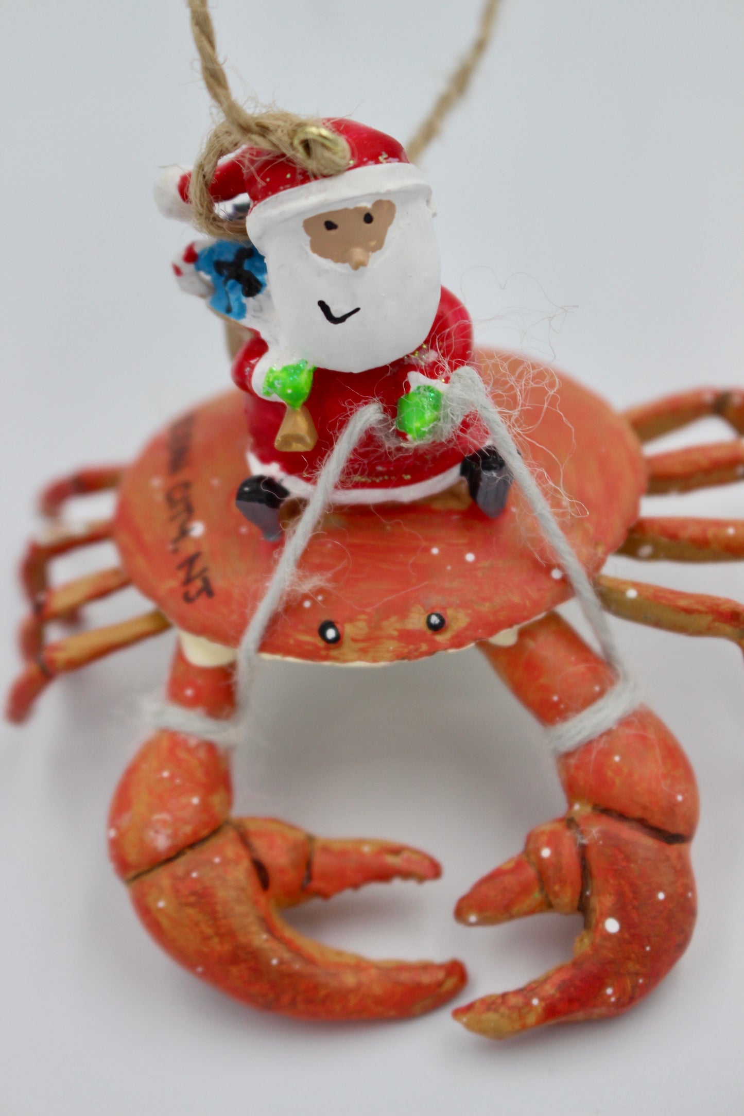 Santa On a Crab Ornament