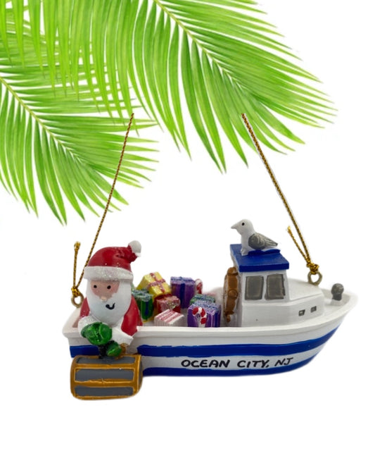 Santa Hauling Lobster Trap ornament