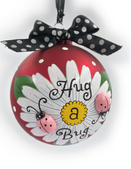 Red Glass Ladybug Ball Ornament