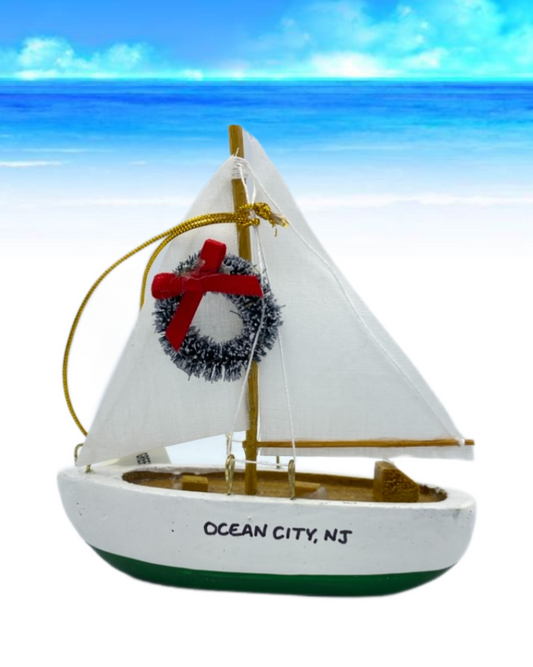 Green Bottom Wood Sail Boat