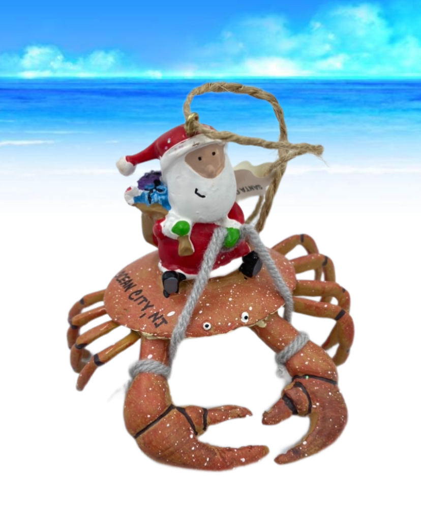 Santa On a Crab Ornament