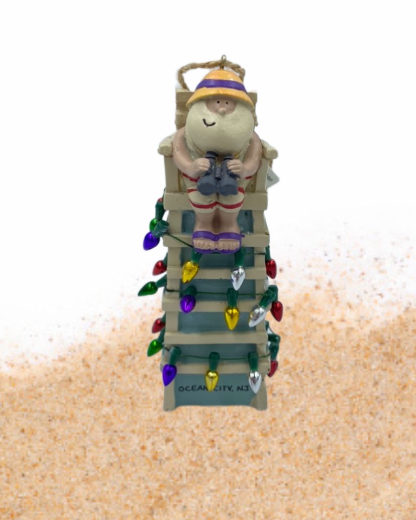 Santa on Lifeguard Stand Ornament